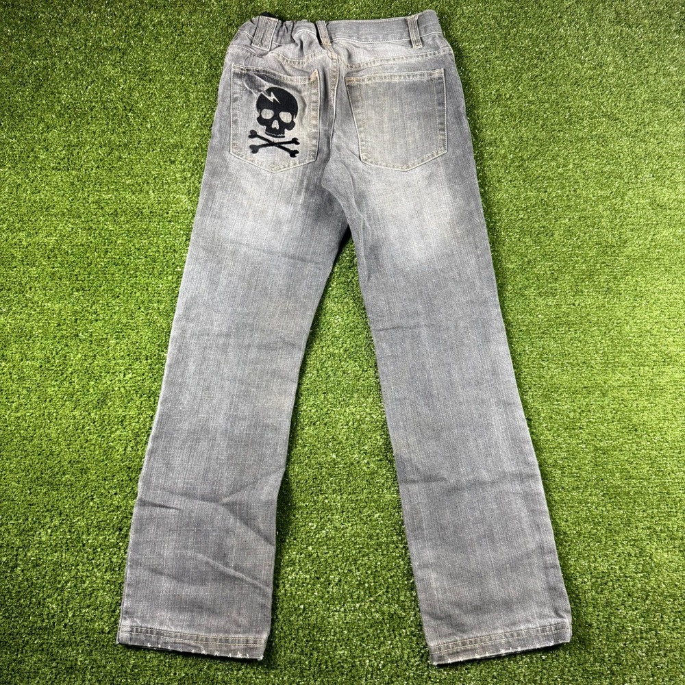Old Navy Boys Skinny Jeans Gray Skull Graphic Size 12 Regular 0742
